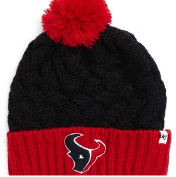 Womens Houston Texans Pompom Beanie NWT NFL Red OS - Picture 2 of 9